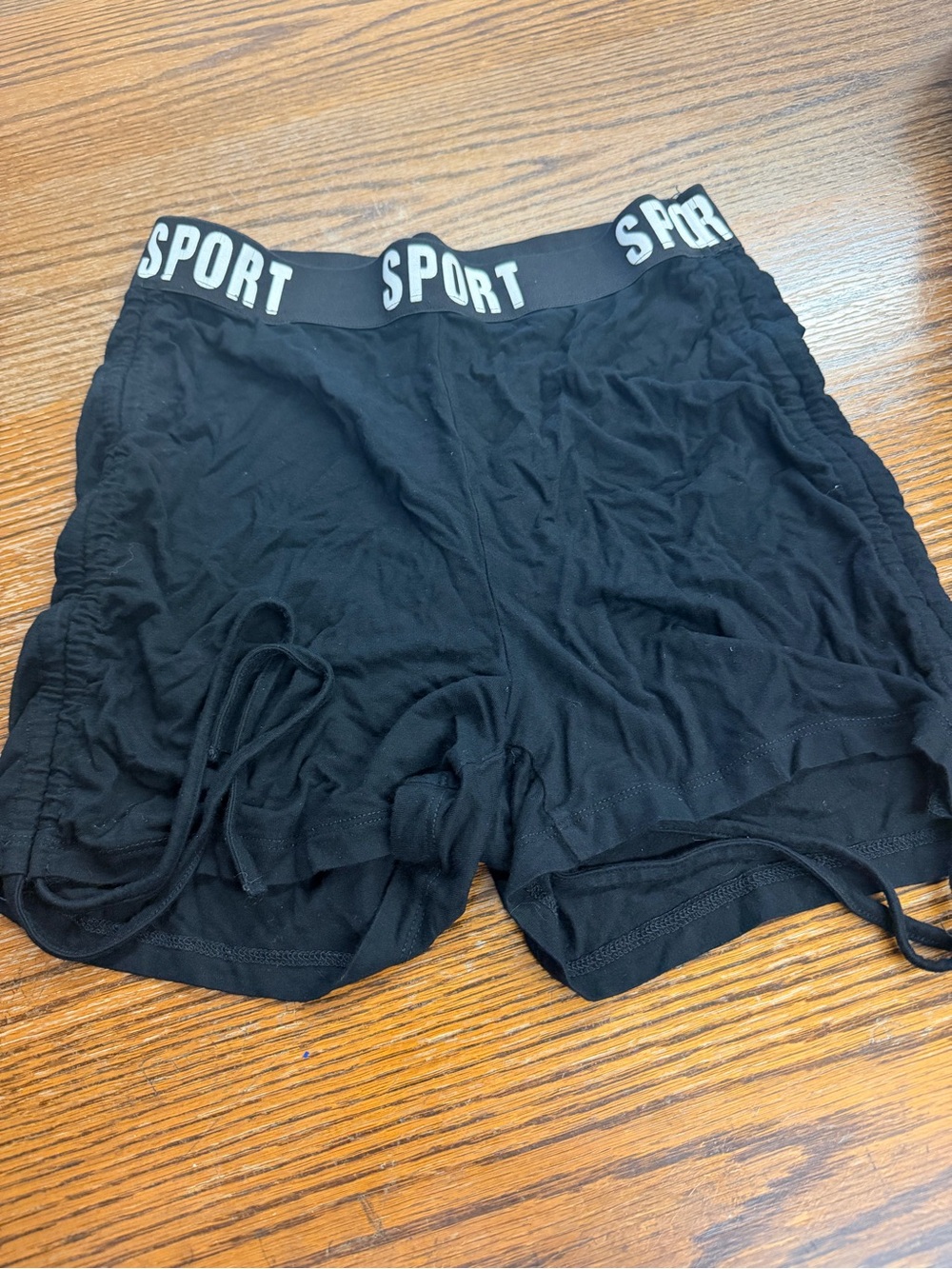 Black Women's High-Rise Bike Shorts with Branded Waistband